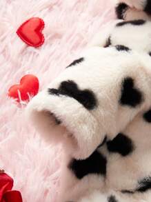 PETSIN Valentine's Day Black And White Plush Hooded Sweatshirt With Heart Pattern - Multicolor - View 6