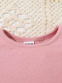 SHEIN Baby Girl'S Casual Knitted Ruffle Hem Mesh Embroidered Flower Dress With Matching Bloomers Set