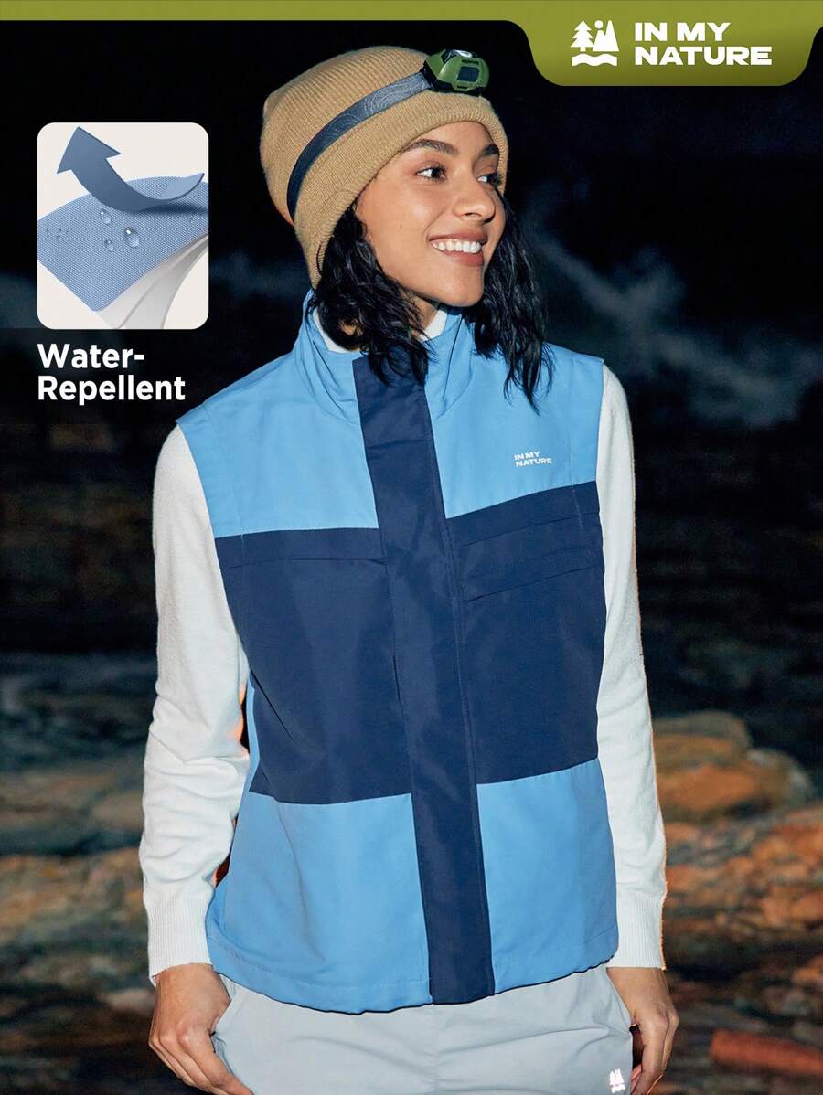 In My Nature 1 Stück Damen Weste Jacke Mit Farbkollision Für Den Außenbereich - Blau - Übersicht 1
