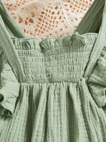 SHEIN Young Girl's Ruffle Hem Blouse - Green - View 4