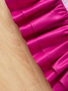 SHEIN Nhỏ bé Cô gái Đan Cô gái Mô hình Vá lại Dệt Hem Ruffled Lỏng lẻo Đầm - trắng - Xem 5