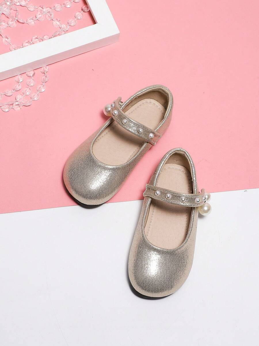 Girls' Sweet And Cute Princess Flat Shoes, Soft Bottom Dance Shoes With Stage Performance Design For Children, Autumn And Winter - Gold - View 1