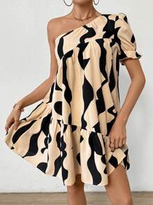 Breezaya 女士單肩花卉荷葉邊連衣裙 - 彩色 - 查看 5