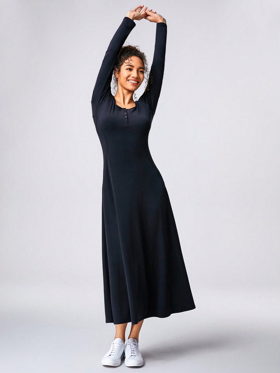 Ribbed Modal Square Neck Active Maxi Dress