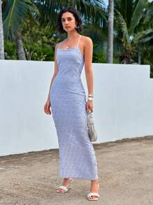 GENKIRA Halter Backless Dress Maxi Dresses - Mauve Purple - View 4