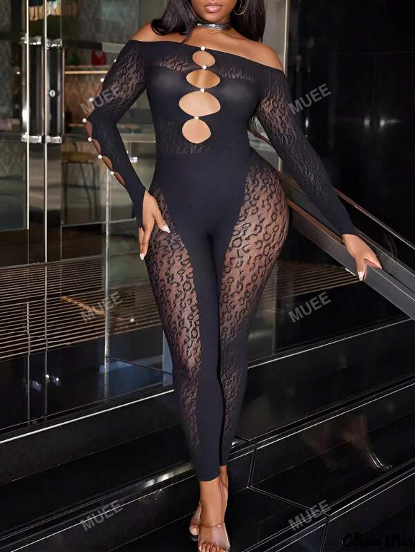 Women's Off-Shoulder Hollow-Out Jumpsuit