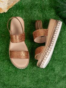 Women'S Summer Platform Wedge Heel Sandals With Thick Sole And Waterproof Platform - Brown - View 4