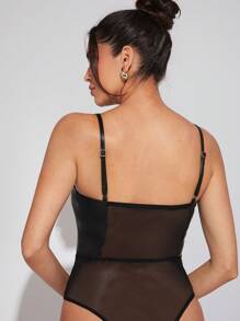 Hauture Plunging Neck Colorblock Bodysuit - Multicolor - View 2