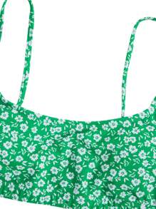 SHEIN Swim Summer Beach Ditsy Floral Print Bikini Set - Green - View 5
