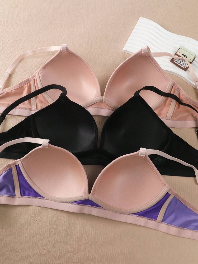 Women's Casual Plain Backless Medium Stretch Bralette With Comfortable Padding Multicolor Fabric Bras