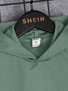 SHEIN Young Boy Sleeveless Hooded Top And Drawstring Waist Casual Comfortable Shorts Set - Green - View 4