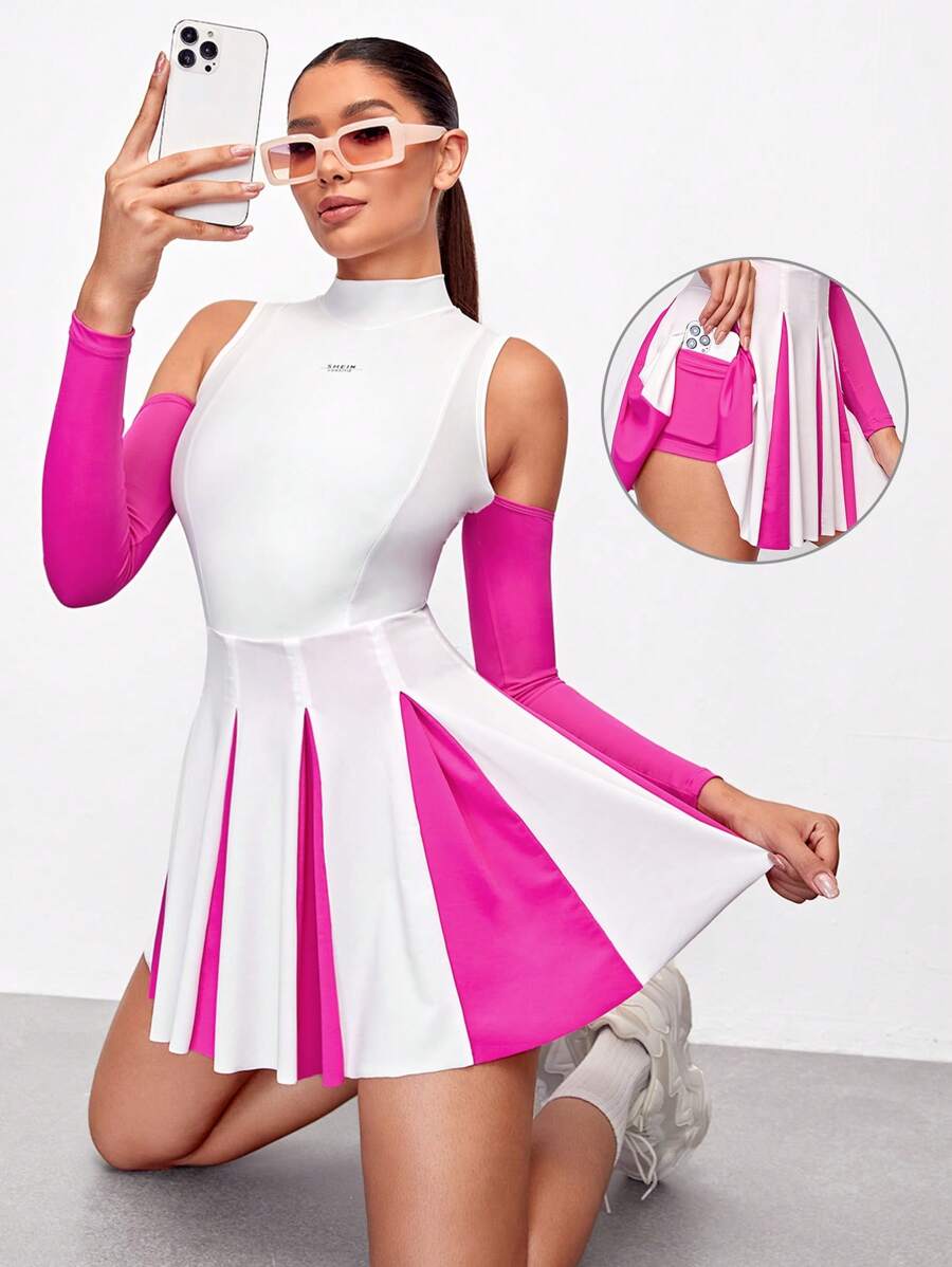 VARSIVA Sports Tennis Basic Chest Cup&Pleated With DRESS - White - View 1