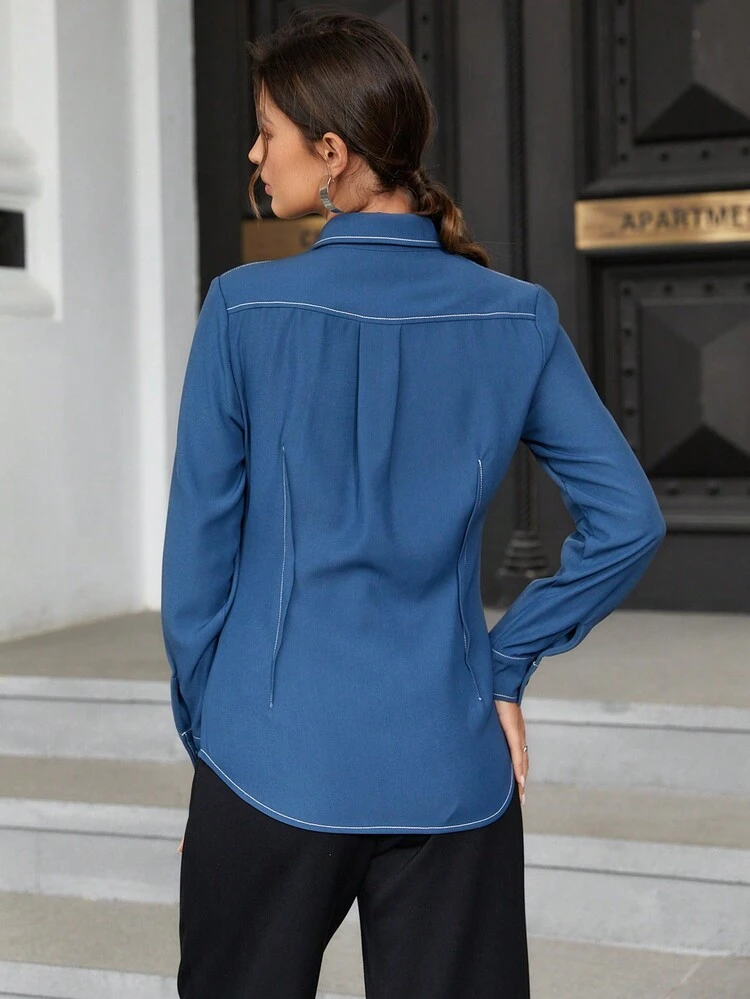 Button Up Long Sleeve Shirt Fall Cloth For Women