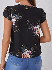 SHEIN Clasi Casual Vrouwen Bloemen Geprint Geweven Shirt
