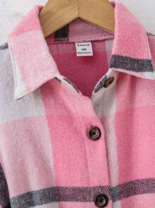 SHEIN 小女童格紋荷葉袖繫腰帶洋裝