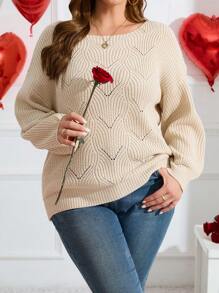 SHEIN LUNE Plus Size Solid Color Long Sleeve Sweater Pullover Knit Pullover Fall Winter Outfit