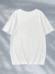 SHEIN EZwear Women's Skull Printed Short Sleeve T-Shirt - White - View 2