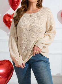 SHEIN LUNE Plus Size Solid Color Long Sleeve Sweater Pullover Knit Pullover Fall Winter Outfit