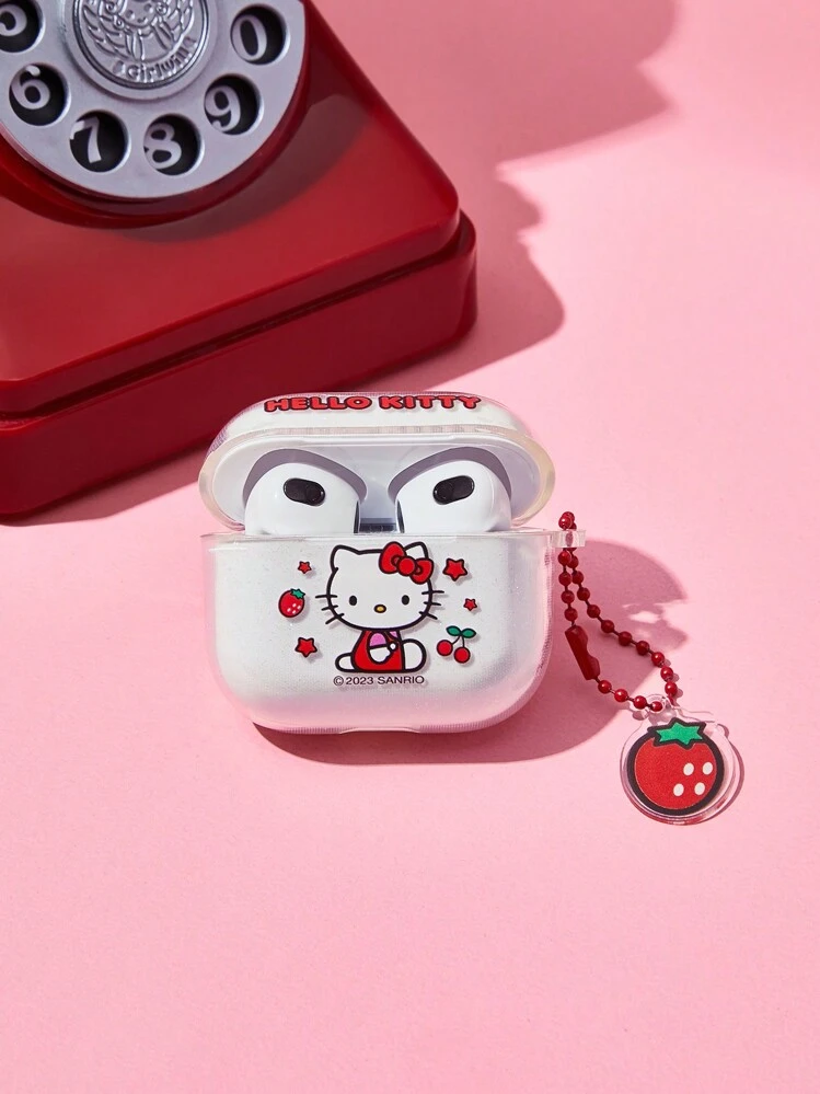 Mignon rose noir Hello KT chat couverture pour AirPods 4
