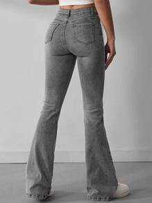 SHEIN ICON Flared Jeans With Washed Effect