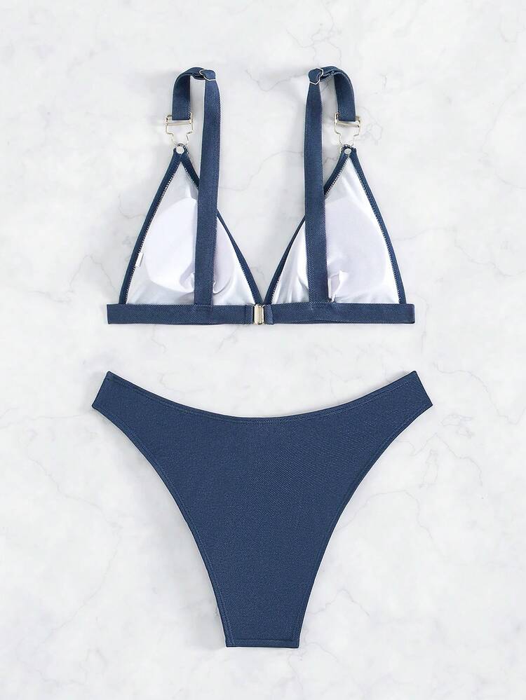 Women's Triangle Bikini Set With Shoulder Strap Carnival Summer