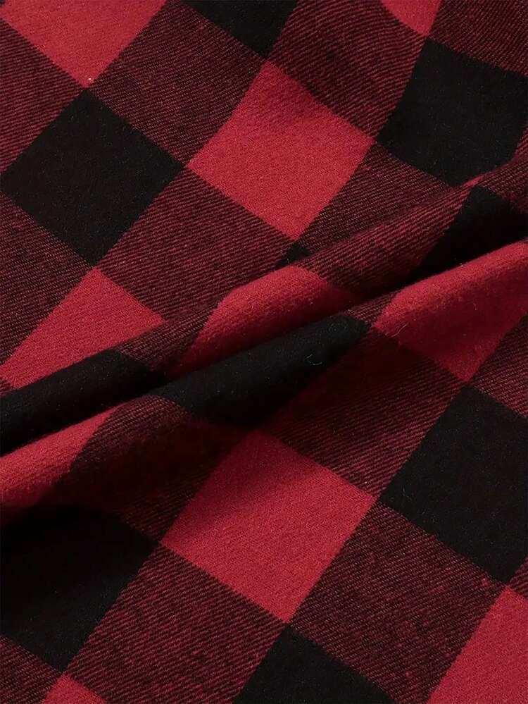 Plus Size Drape Front Gingham Vest Coat Winter Fall Autumn