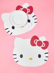 HELLO KITTY AND FRIENDS | SHEIN 1pc Cartoon Fashion Placemat - Red and White - View 2