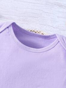 Baby Girl Comfortable And Versatile Casual Bodysuit - Purple - View 3