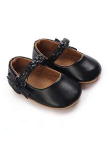 瑪莉珍風格女童防滑柔軟橡膠底pu鞋,適合春夏室內外運動,裝扮和公主服飾 - 黑色 - 查看 7