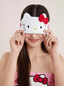 HELLO KITTY AND FRIENDS | SHEIN Bow Decor Cat Shaped Plush Cute Eye Mask