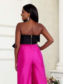 大蝴蝶結無肩帶上衣 - 黑色 - 查看 2