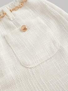 SHEIN MOD 女式優雅雙口袋短褲 - 杏色 - 查看 3