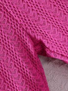 女嬰優雅荷葉邊下擺掛脖連身褲玫瑰紫色