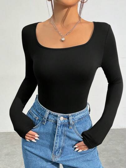 SHEIN EZwear Body À Mailles Noires Serré