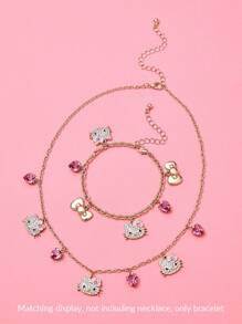 HELLO KITTY AND FRIENDS | SHEIN Brazalete de oro de aleación con decoración de strass - Dorado - Ver 3