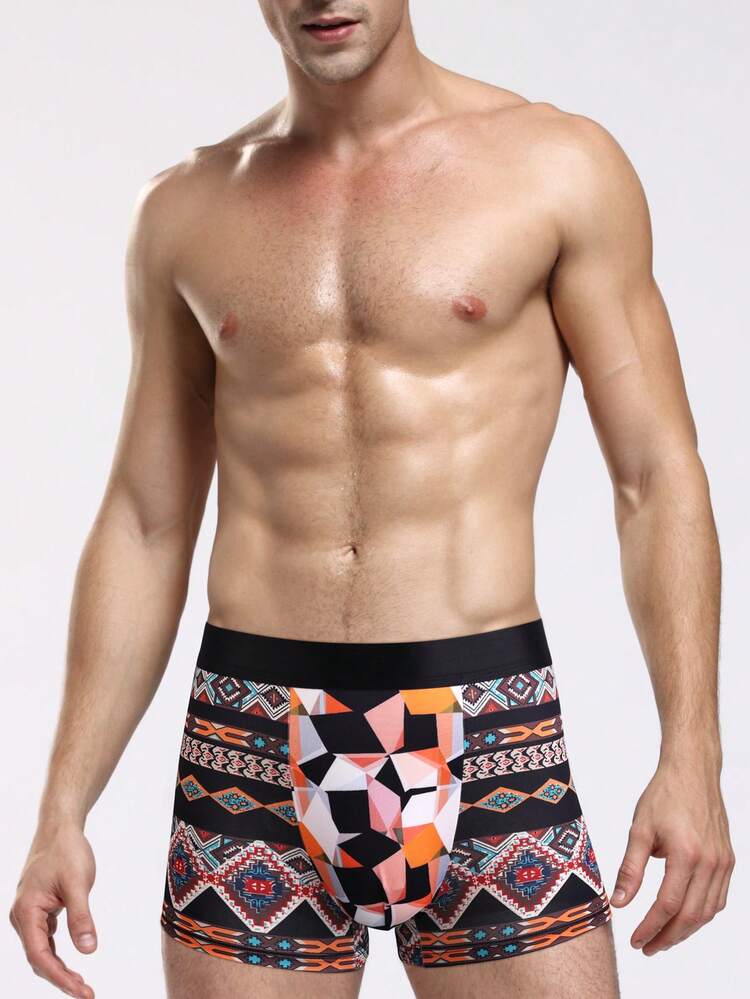 Men'S Geometric Pattern Boxer Briefs