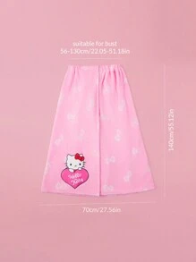 HELLO KITTY AND FRIENDS | SHEIN Bata De Baño Rosa Con Estampado De Dibujos Animados - Rosa - Ver 6