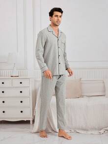 男士格紋睡衣套裝