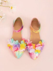 新春到貨少女時尚蕾絲平底鞋,尖頭設計,適合走秀 - 彩色 - 查看 3