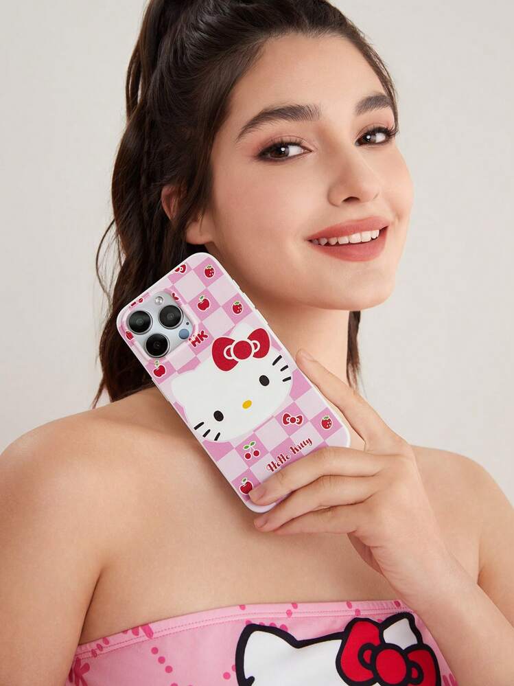 HELLO KITTY AND FRIENDS | SHEIN Pink Plaid Pattern Mobile Phone Case,  Compatible With IPhone | SHEIN EUR