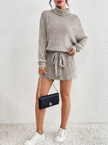 SHEIN Frenchy Robe À Manches Longues À Col Roulé