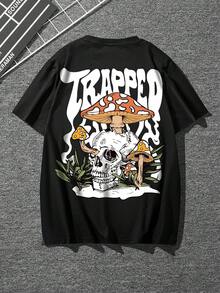 Manfinity EMRG Men's Drop Shoulder Short Sleeve T-Shirt With Printed Pattern - Black - View 4