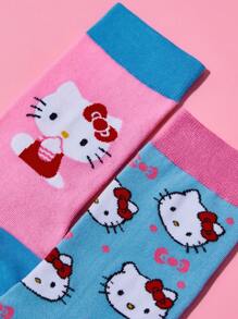 HELLO KITTY AND FRIENDS | SHEIN 2 Pairs Breathable And Sweat-Absorbing Mid-Calf Socks