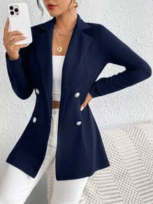 SHEIN Frenchy Women's Slim Fit Long Sleeve Blazer With Lapel Collar