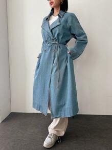 DAZY Women's Turn-Down Collar Denim Jacket With Raglan Shoulder Detail - Blue - View 7