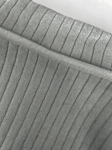 SHEIN Unity Jersey de punto ajustado con hombros descubiertos para mujer, para otoño e invierno - Gris - Ver 6