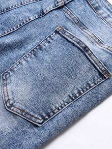 Manfinity LEGND Pantalones Cortos De Mezclilla Desgastados Para Hombre - Lavado ligero - Ver 4