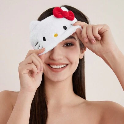 HELLO KITTY AND FRIENDS | SHEIN Máscara de olhos fofa de pelúcia em forma de gato com decoração de arco