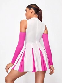VARSIVA Sports Tennis Basic Chest Cup&Pleated  With DRESS - White - View 2