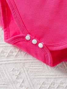 Baby Girl Elegant Mesh Flutter Sleeve Bodysuit With Mesh Ruffle Cute And Cool Style, Perfect For Everyday Occasions In Spring And Summer, In Pink - Multicolor - View 7